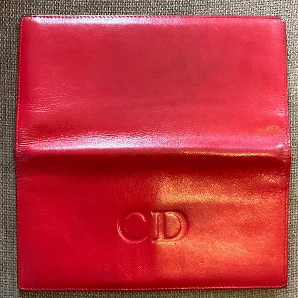 Vintage Christian Dior Red Leather Continental Long Wallet